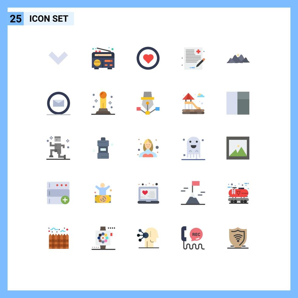 Modern Set of 25 Flat Colors and symbols such as nature landscape love mountain healthcare Editable Vector Design Elements