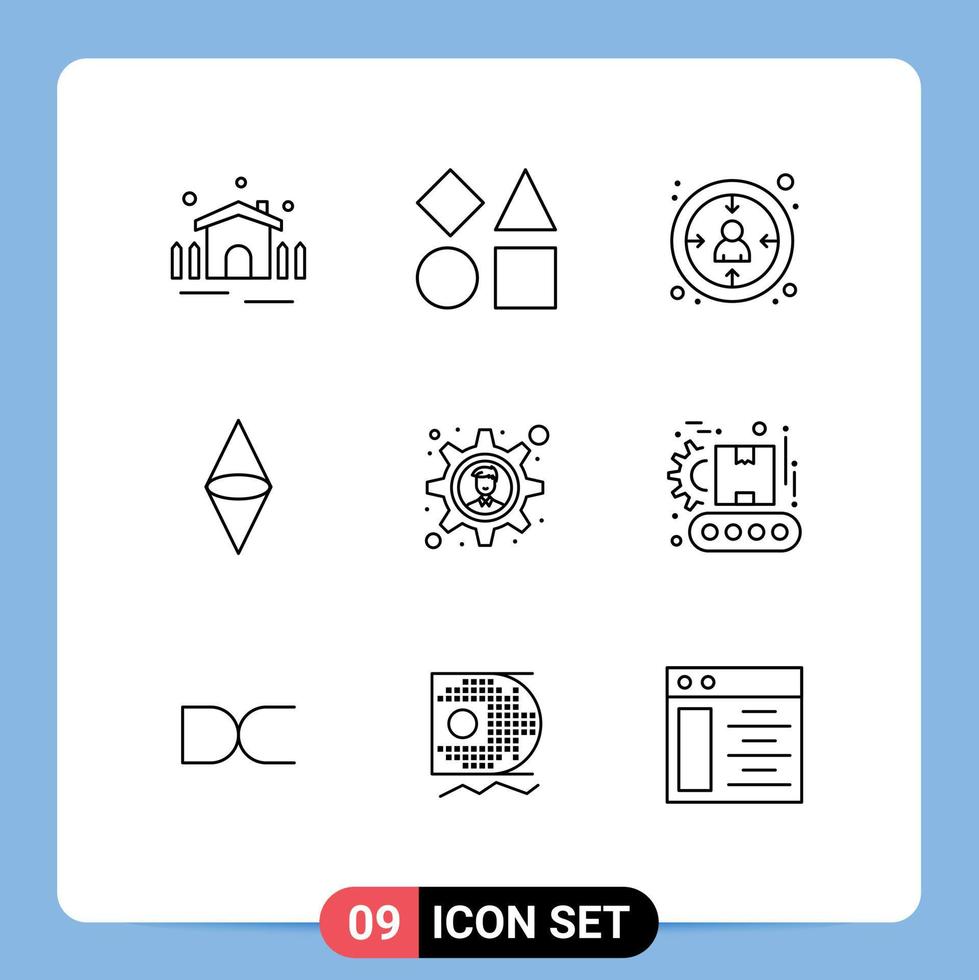9 Thematic Vector Outlines and Editable Symbols of gear money centricity cryptocurrency ethereum Editable Vector Design Elements