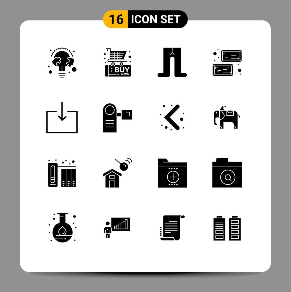 16 Solid Glyph concept for Websites Mobile and Apps enter saint shopping value gold Editable Vector Design Elements