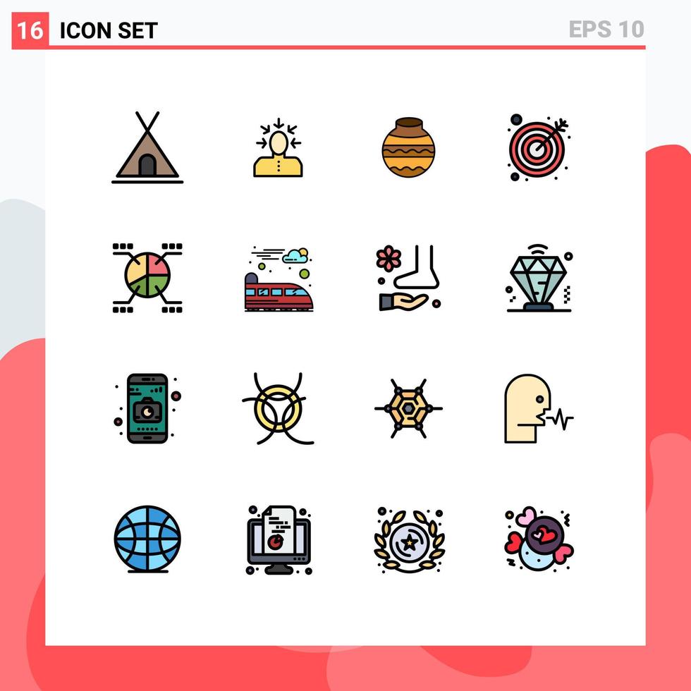paquete de iconos de vectores de stock de 16 signos y símbolos de línea para el gráfico objetivo persona flecha pongal elementos de diseño de vectores creativos editables