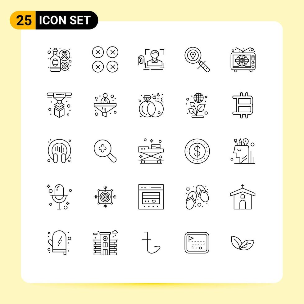 25 Thematic Vector Lines and Editable Symbols of navigation location ux map scan Editable Vector Design Elements