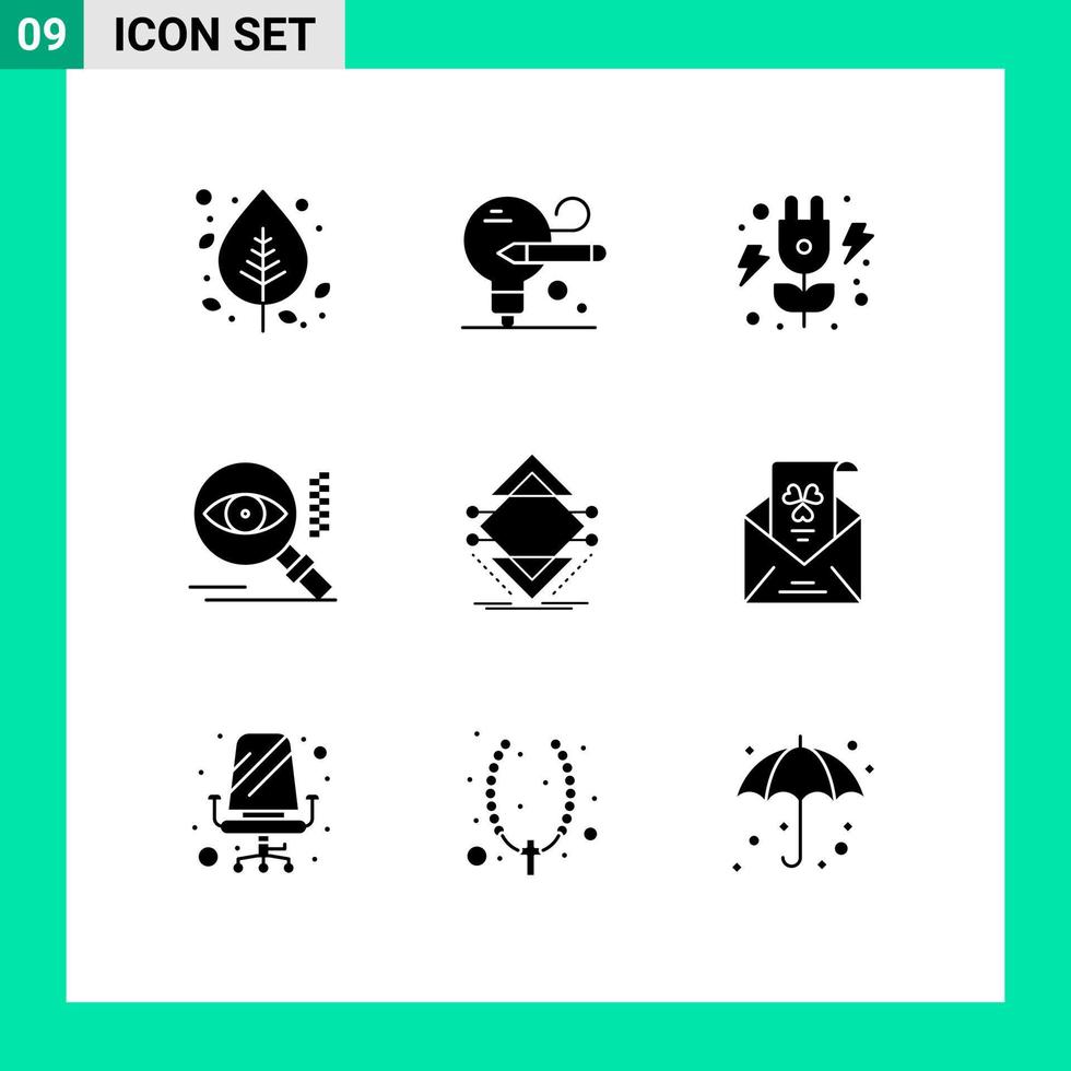 9 Thematic Vector Solid Glyphs and Editable Symbols of infrastructure computing energy find search Editable Vector Design Elements