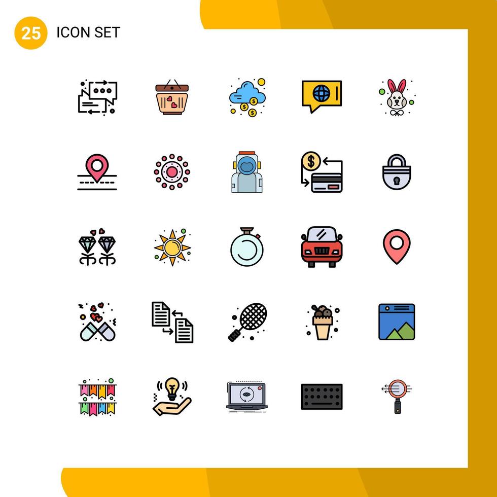 Set of 25 Modern UI Icons Symbols Signs for animal technical cloud world money Editable Vector Design Elements