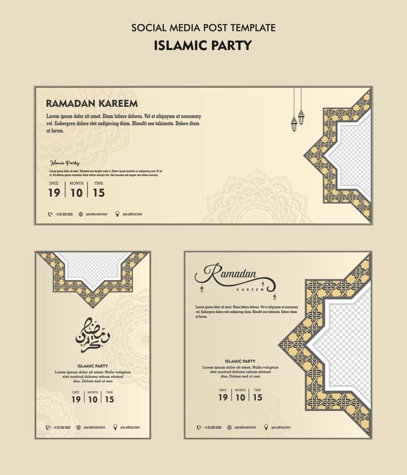 Set of social media post template for ramadan kareem and Good for and good for another islamic party vector