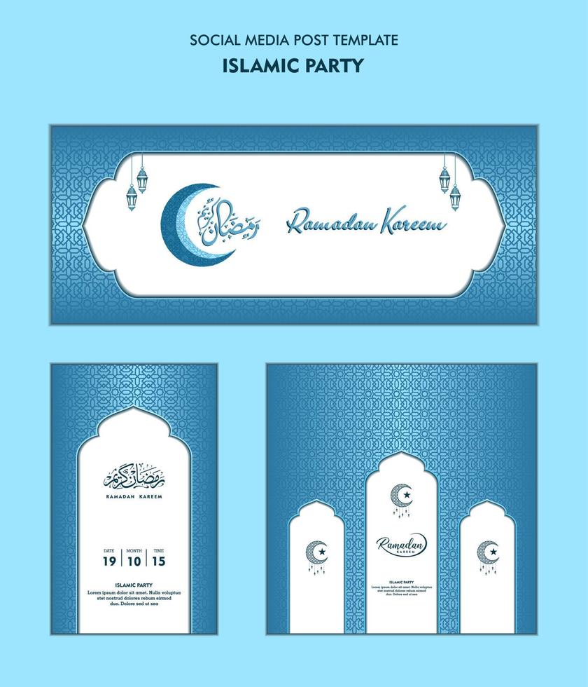 Set of social media post template for ramadan kareem and Good for and good for another islamic party vector