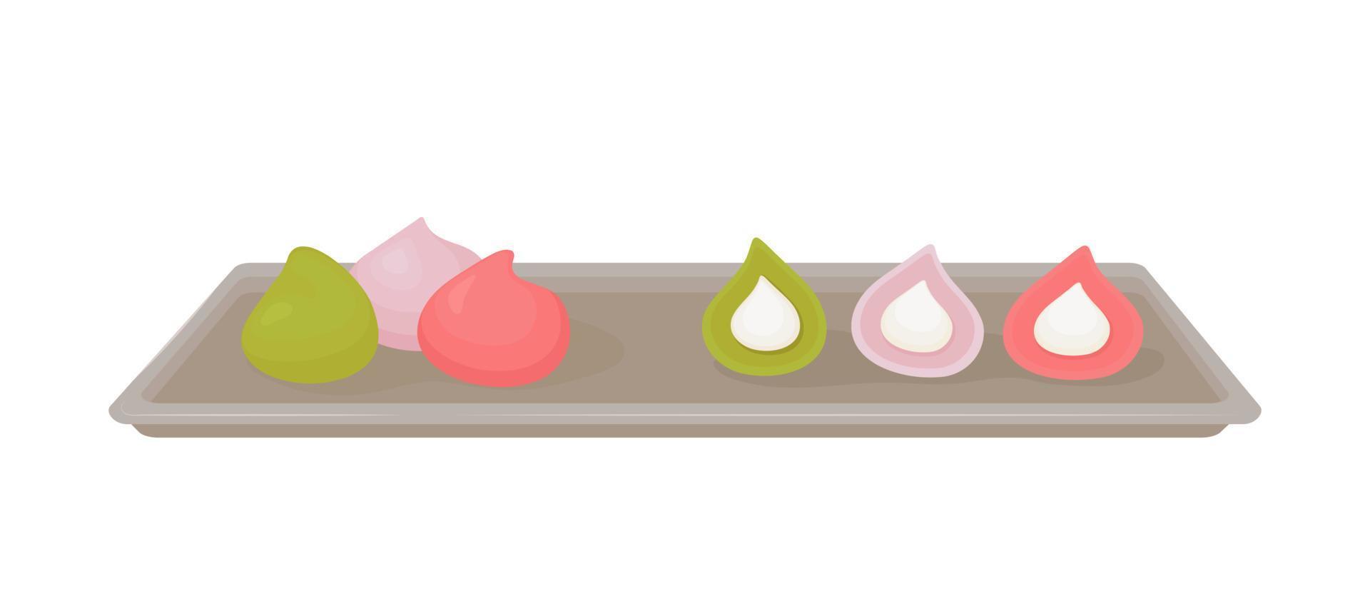 wagashi, mochi, pastel de arroz, postre tradicional japonés vector