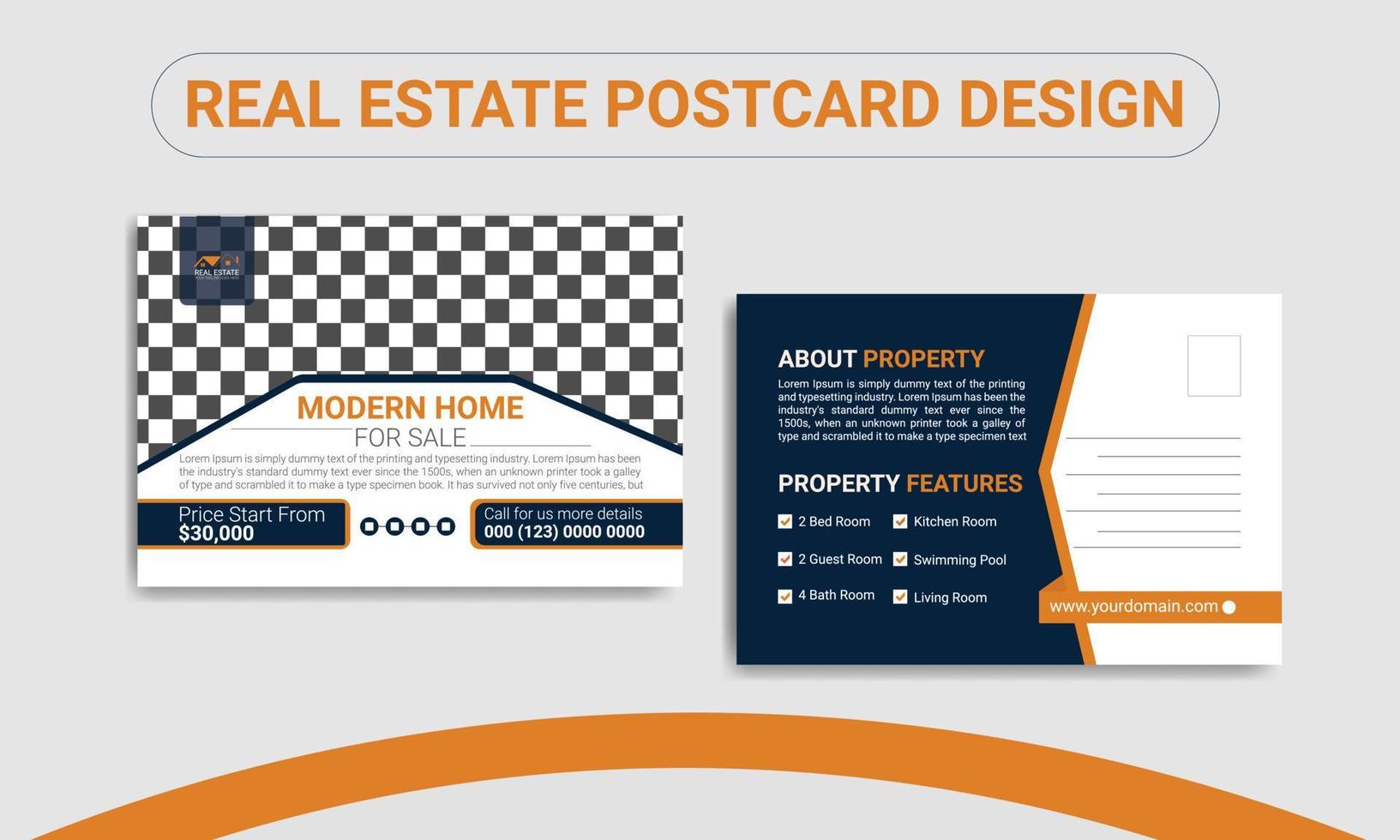 Modern home for sale real estate agency postcard templates design vector