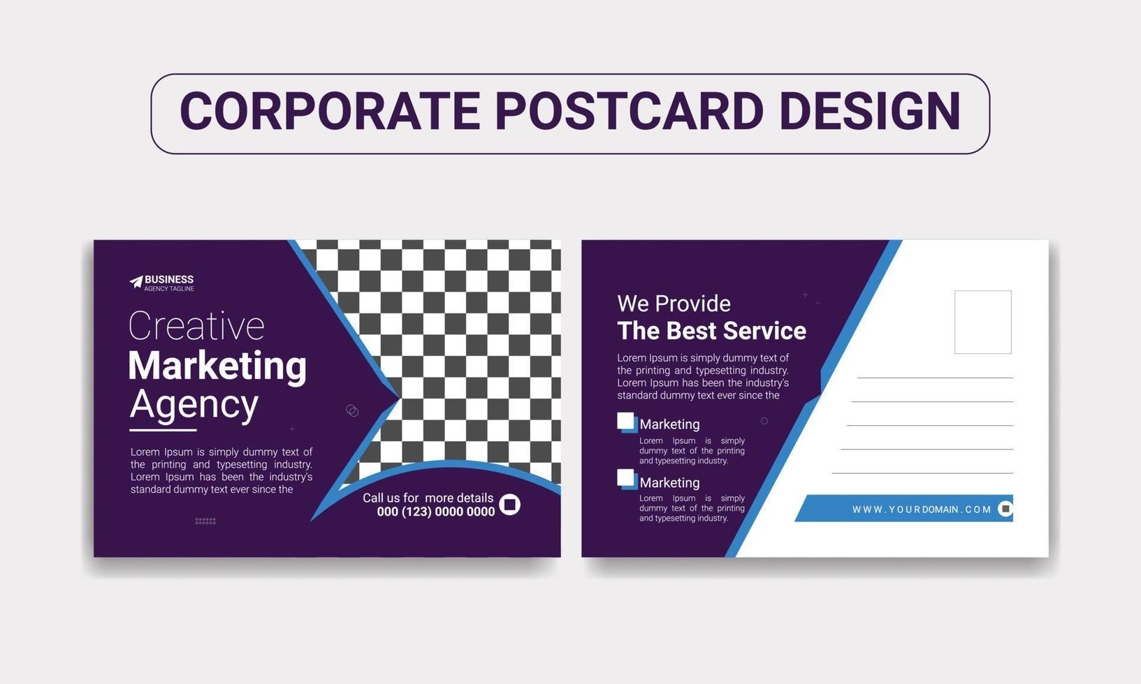 Corporate business or marketing agency postcard template design vector