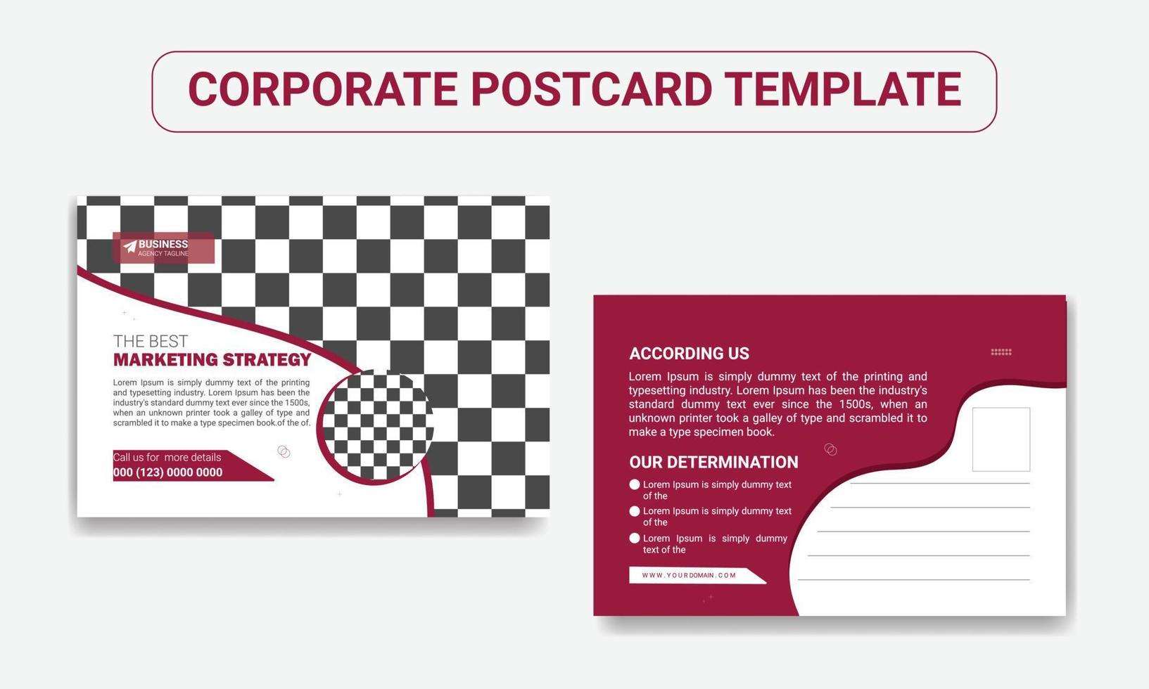 Corporate business or marketing agency postcard template design vector