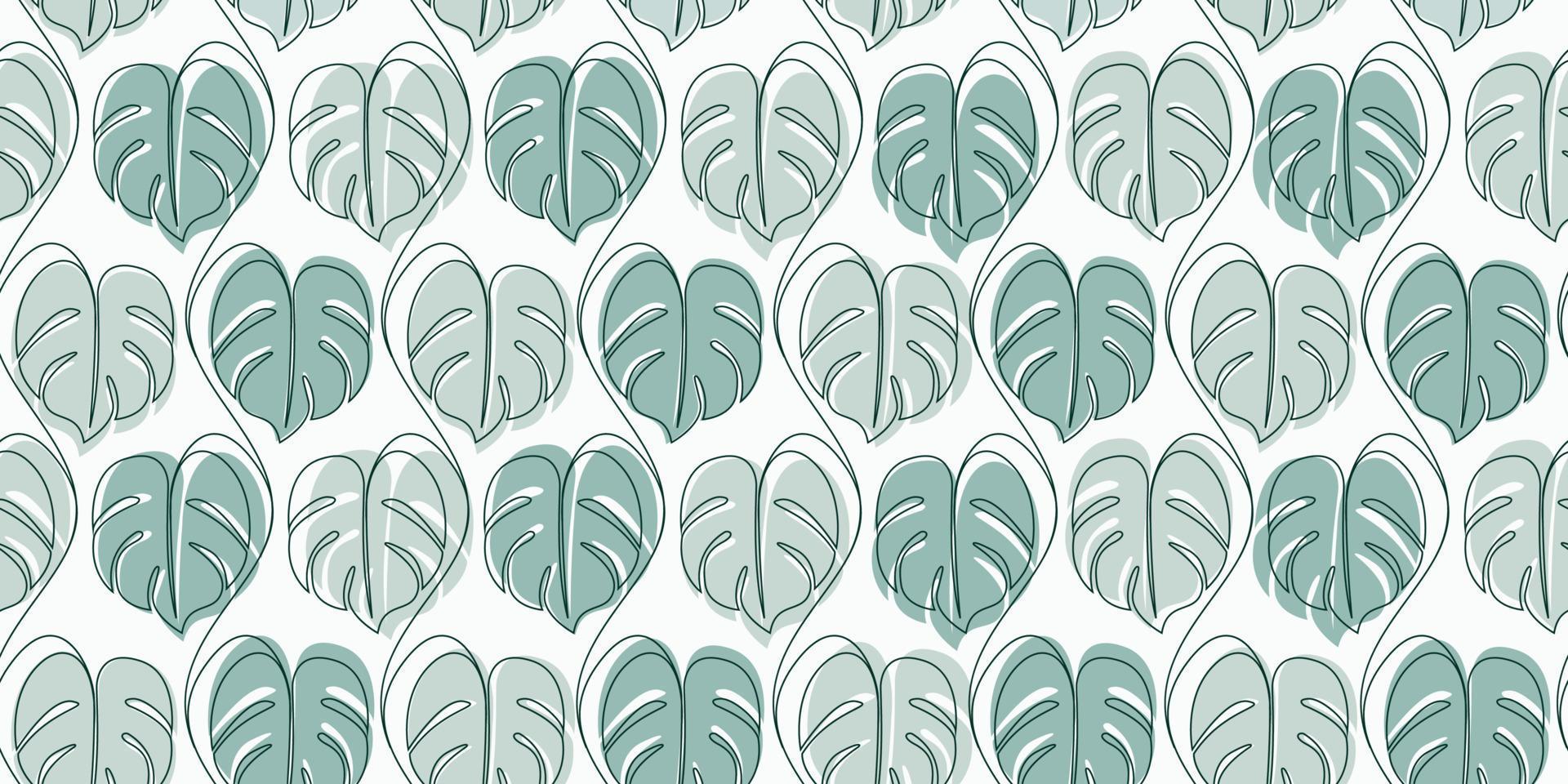 Continuous One Line Art Pattern in The Shape of a Monstera Leaf on a Light White Background. Perfect for Wall Decoration, Book Covers, Magazines, Posters, Flyers, and Other Design Purposes. vector