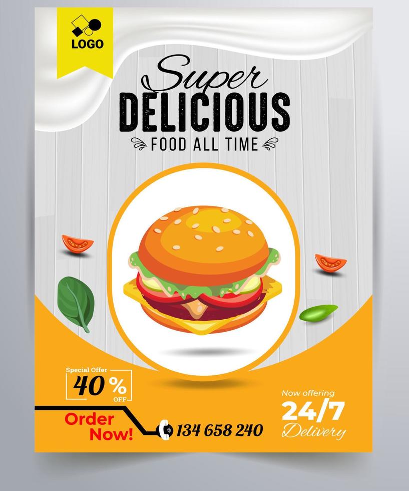 Restaurant Delicious fast food Flyer Design. Today's Menu Chinese Meal Cover, burger fast food brochure, Hot Food Vector template, restaurant Burger Menu book flyer.