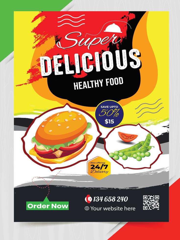 Restaurant Delicious fast food Flyer Design. Today's Menu Chinese Meal Cover, burger fast food brochure, Hot Food Vector template, restaurant Burger Menu book flyer.