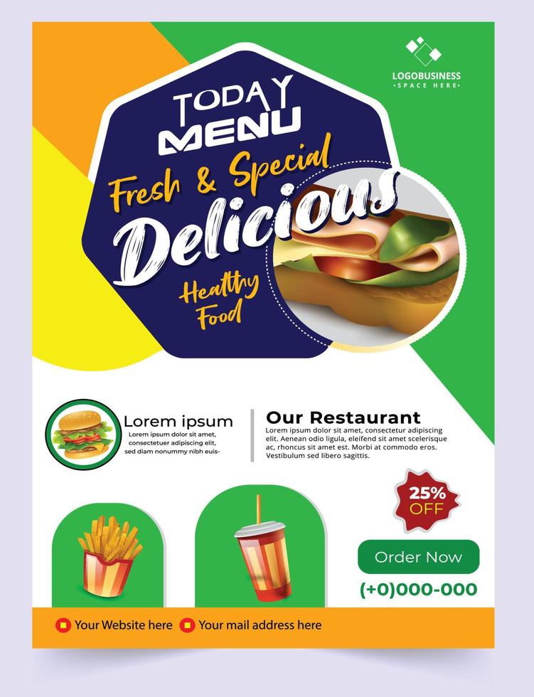 Restaurant Delicious fast food Flyer Design. Today's Menu Chinese Meal Cover, burger fast food brochure, Hot Food Vector template, restaurant Burger Menu book flyer.