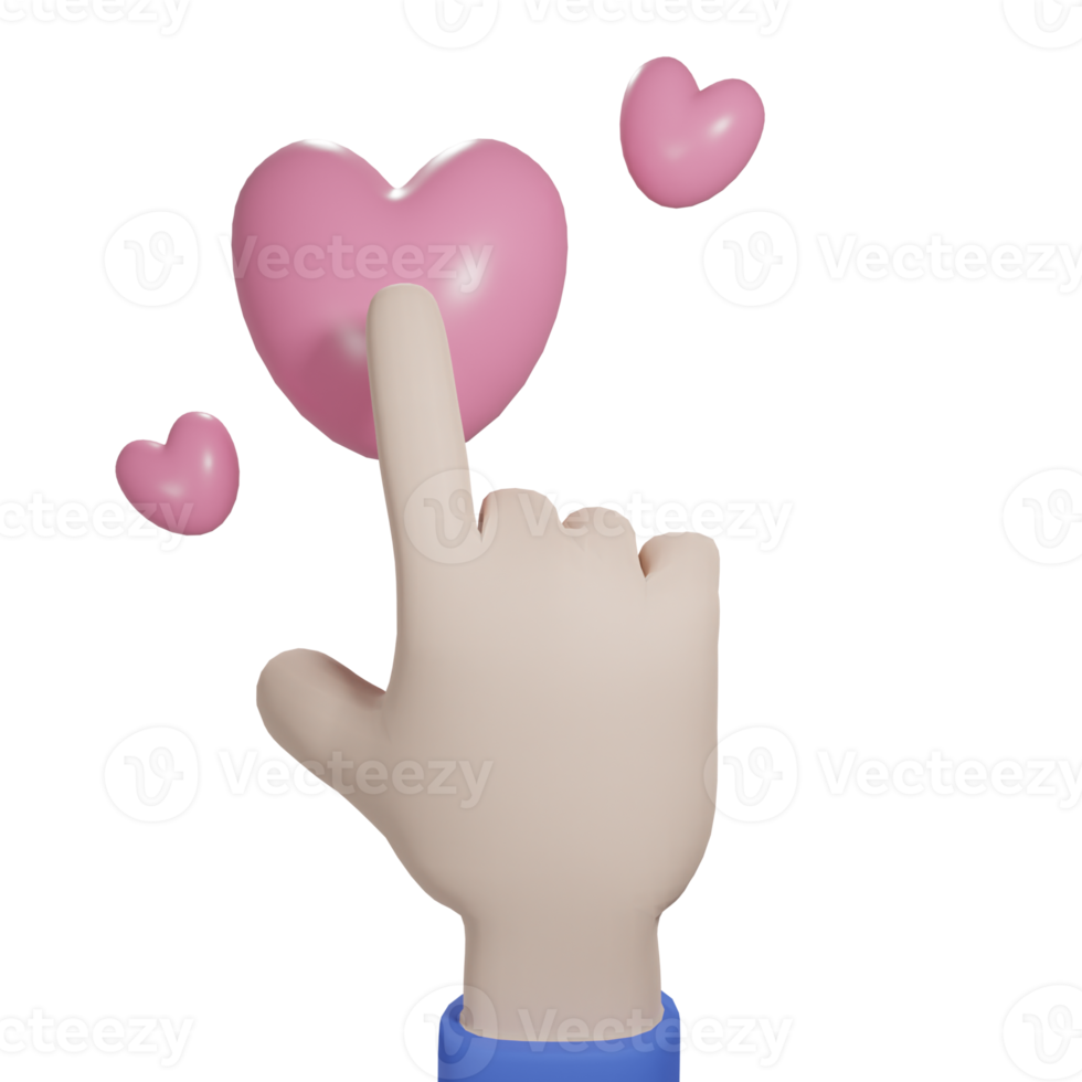 3D one hand touching love transparent background png