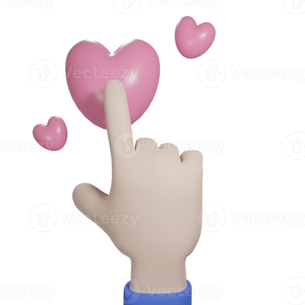 3d une main touchant l'amour fond transparent png