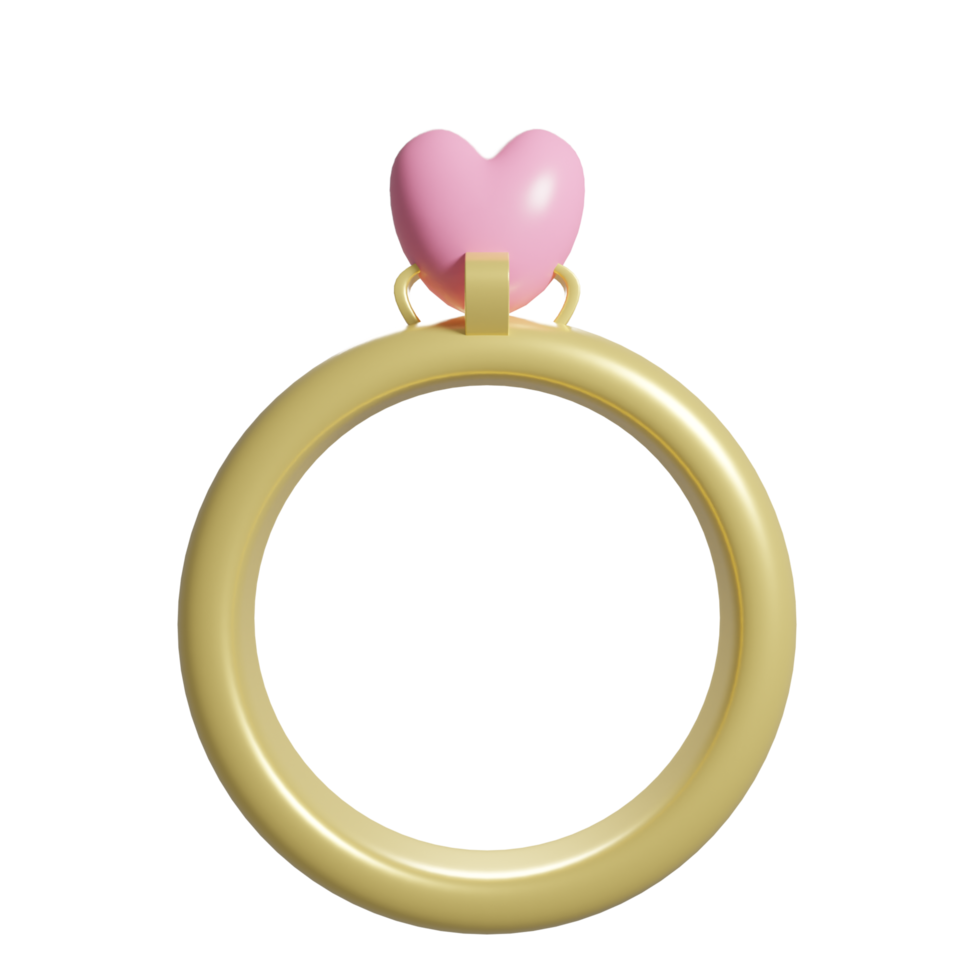 fundo transparente do anel de amor de ouro 3d png