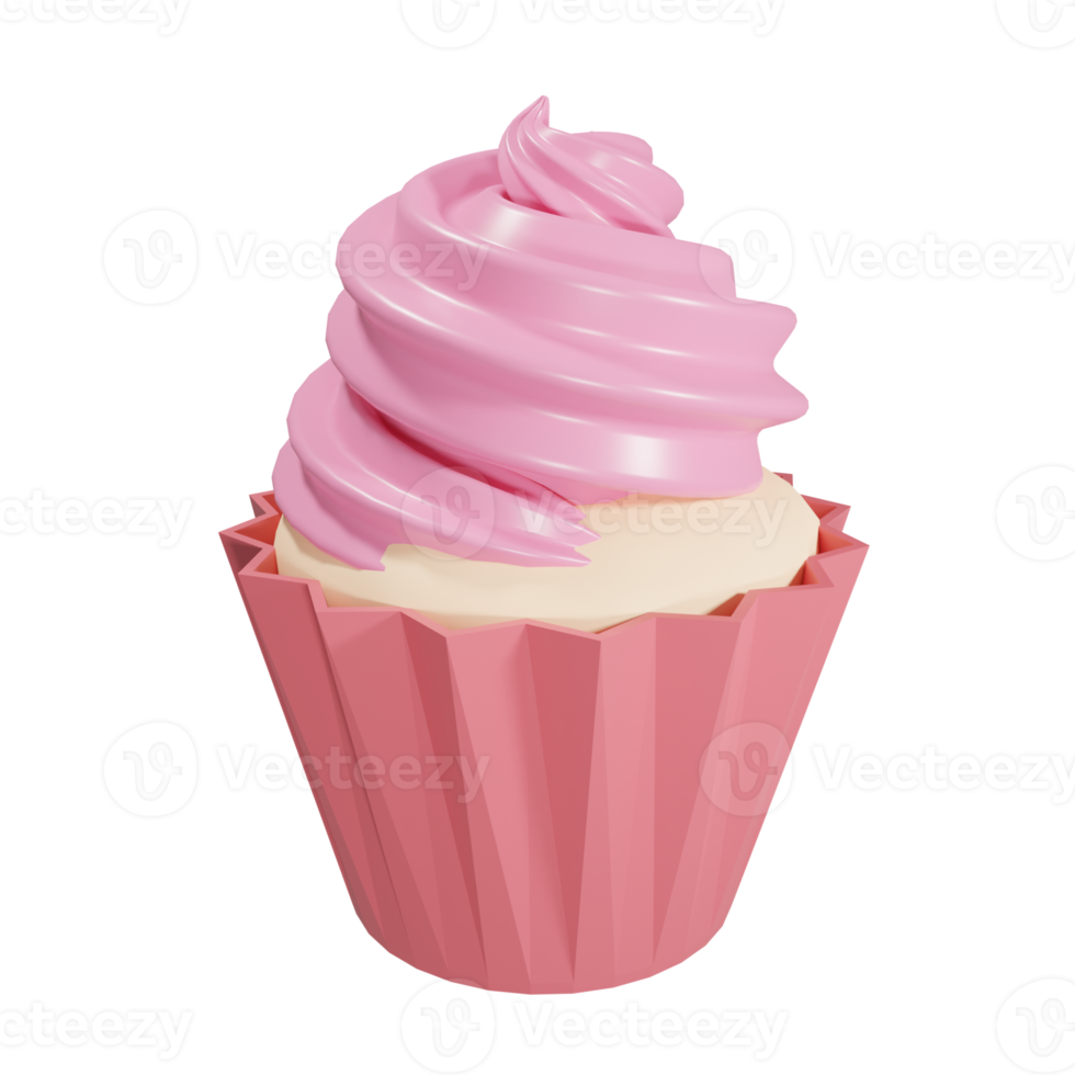 Fond transparent de cupcake rose 3d png