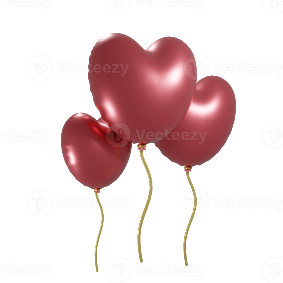 3D 3 love balloon transparent background png