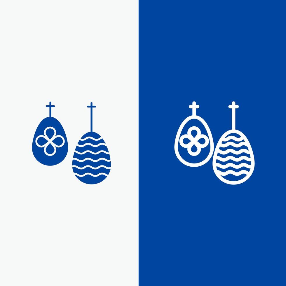 celebración huevo de pascua comida línea y glifo icono sólido banner azul línea y glifo icono sólido banner azul vector