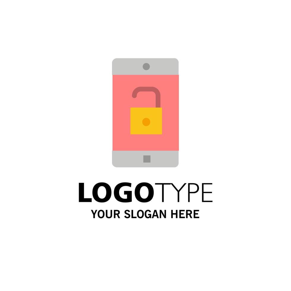 Application Mobile Mobile Application Unlock Business Logo Template Flat Color vector