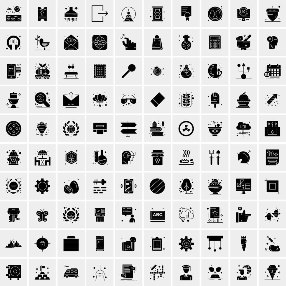 conjunto de 100 iconos de glifos sólidos de negocios vector