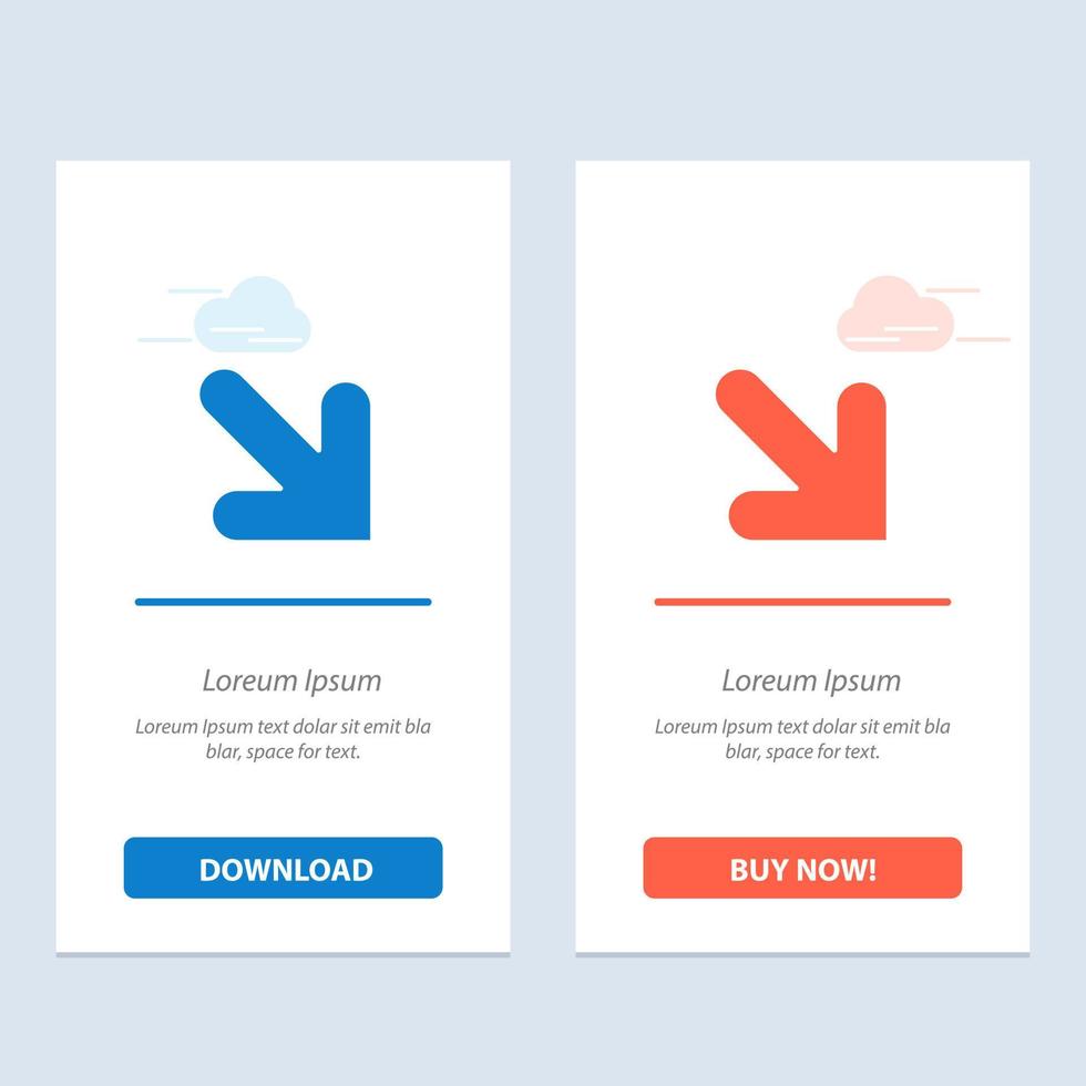 Arrow Down Right  Blue and Red Download and Buy Now web Widget Card Template vector