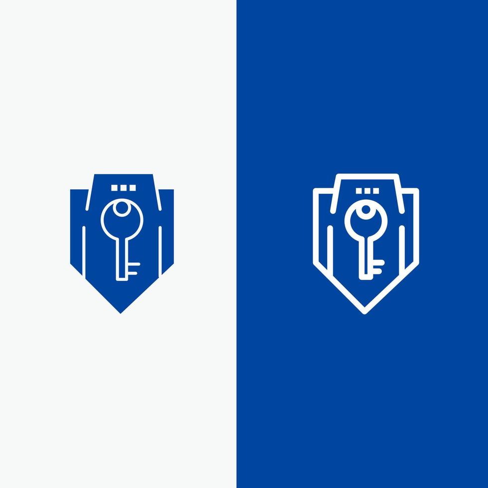 Access Key Protection Security Shield Line and Glyph Solid icon Blue banner Line and Glyph Solid icon Blue banner vector