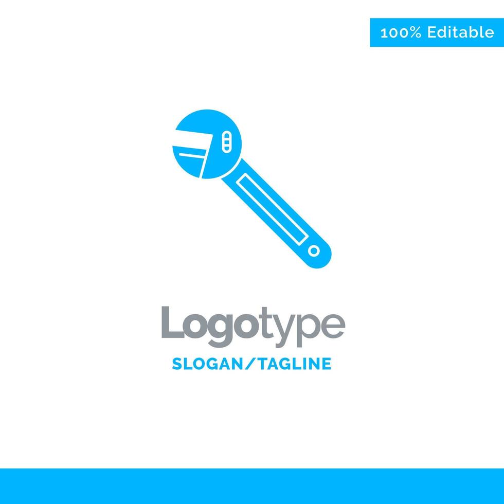 Wrench Option Tool Spanner Tool Blue Solid Logo Template Place for Tagline vector