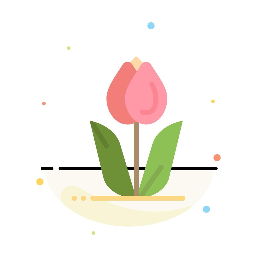 Flora Floral Flower Nature Rose Abstract Flat Color Icon Template vector