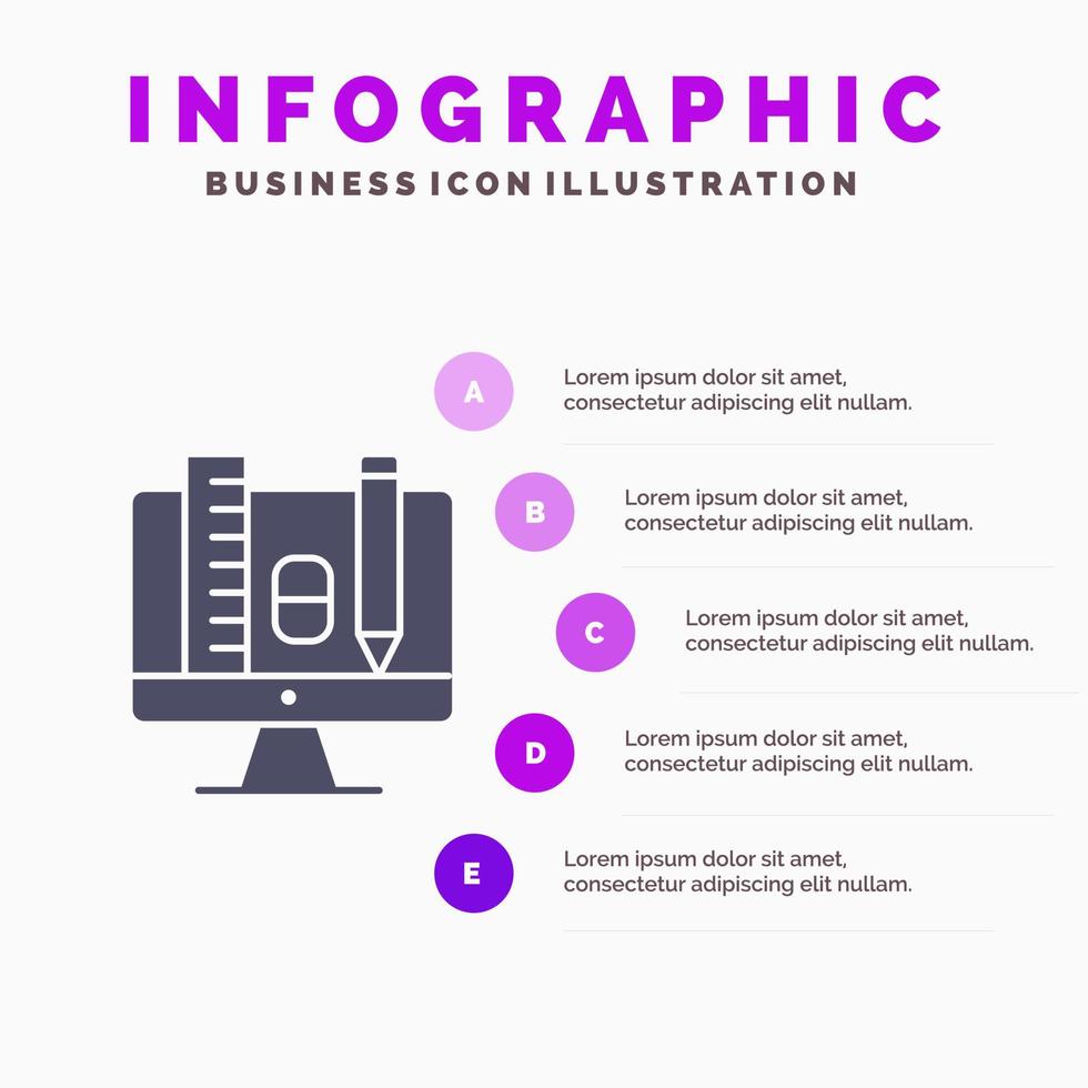 Computer Education Scale Pencil Infographics Presentation Template 5 Steps Presentation vector