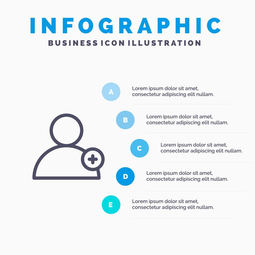 Follow New User Line icon with 5 steps presentation infographics Background vector