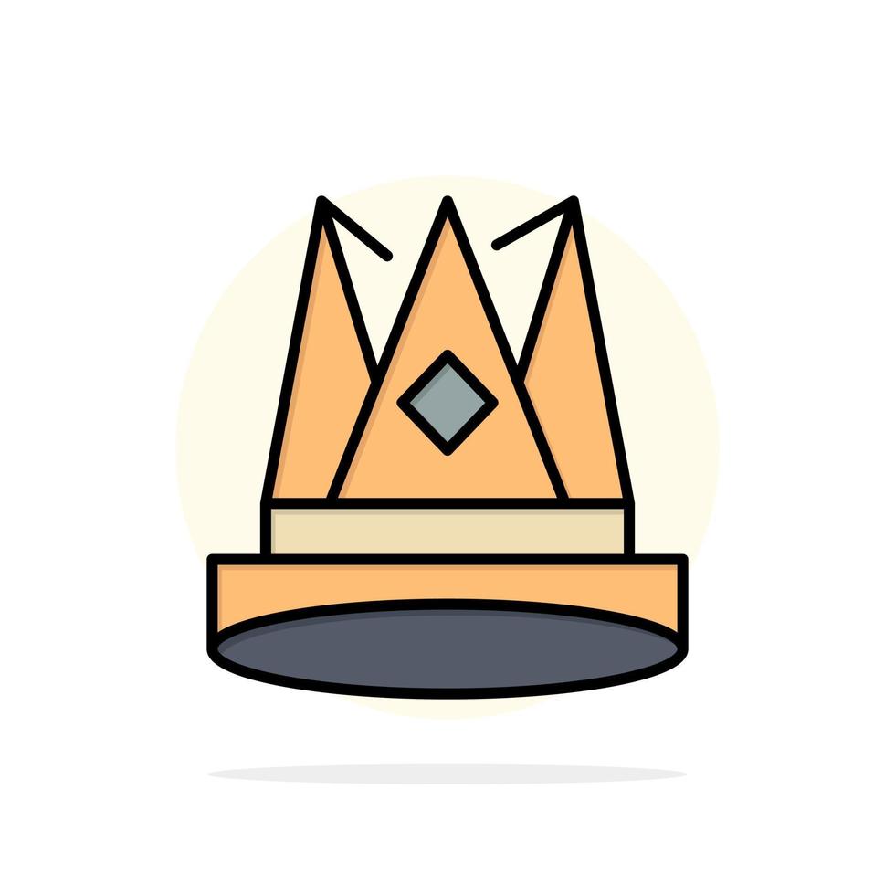 Crown King Empire First Position Achievement Abstract Circle Background Flat color Icon vector