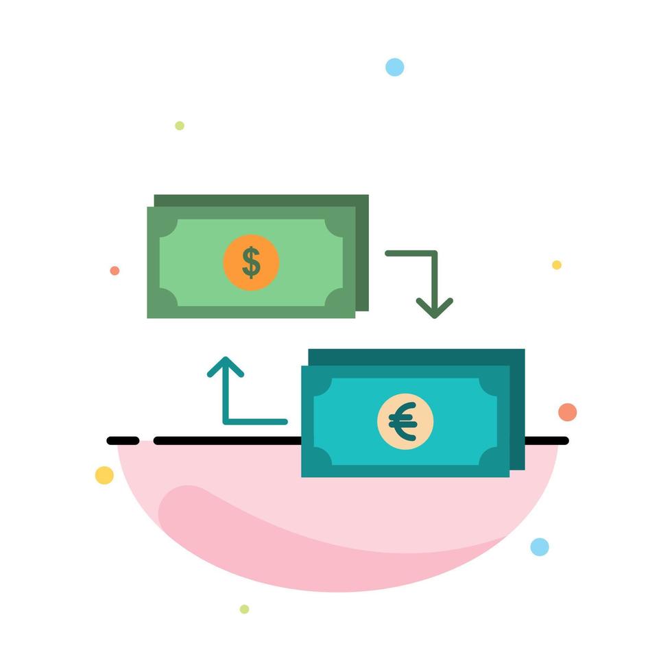 Exchange Business Dollar Euro Finance Financial Money Abstract Flat Color Icon Template vector