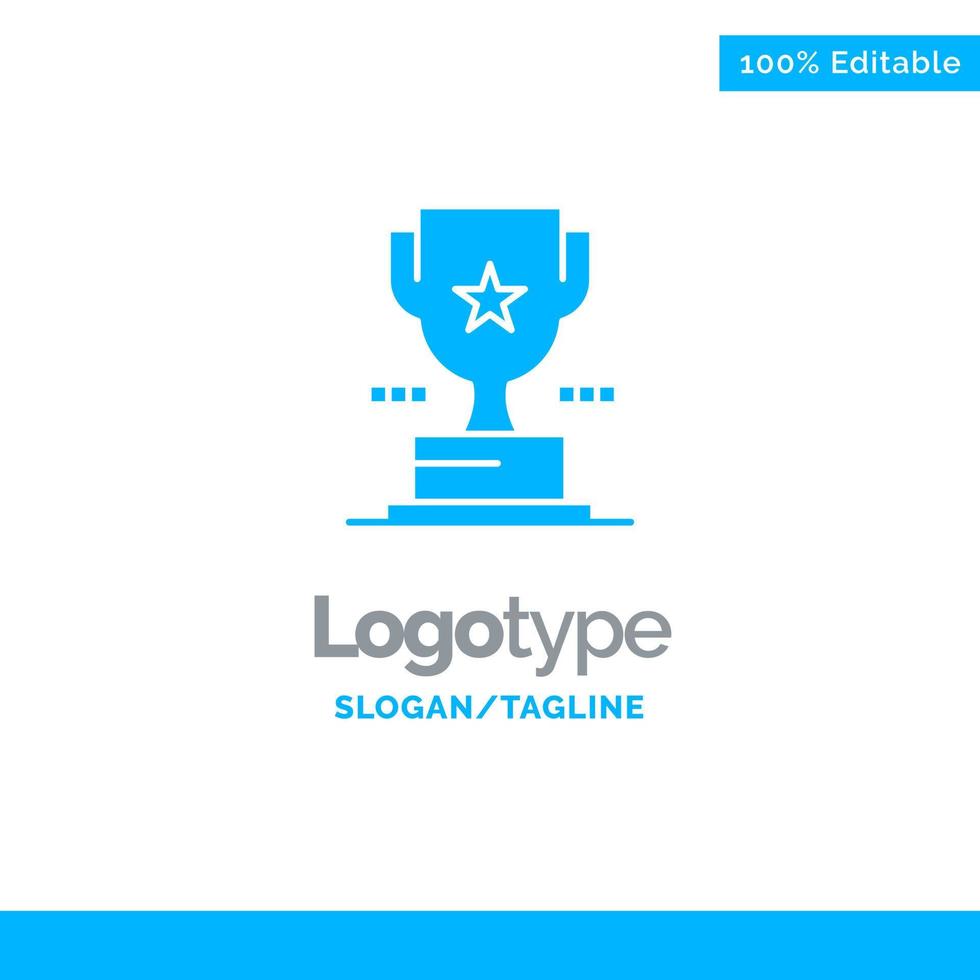 Cup Trophy Prize Achievement Blue Solid Logo Template Place for Tagline vector