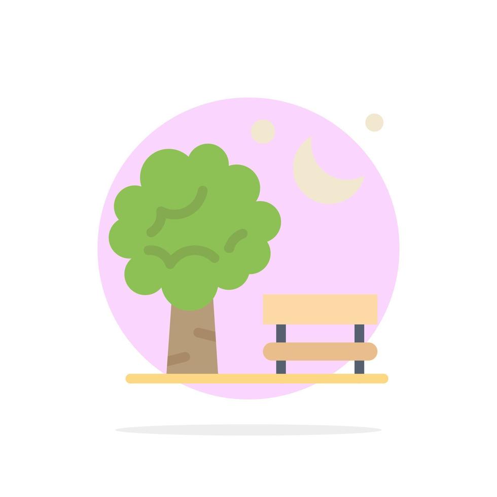 Bench Chair Park Spring Balloon Abstract Circle Background Flat color Icon vector