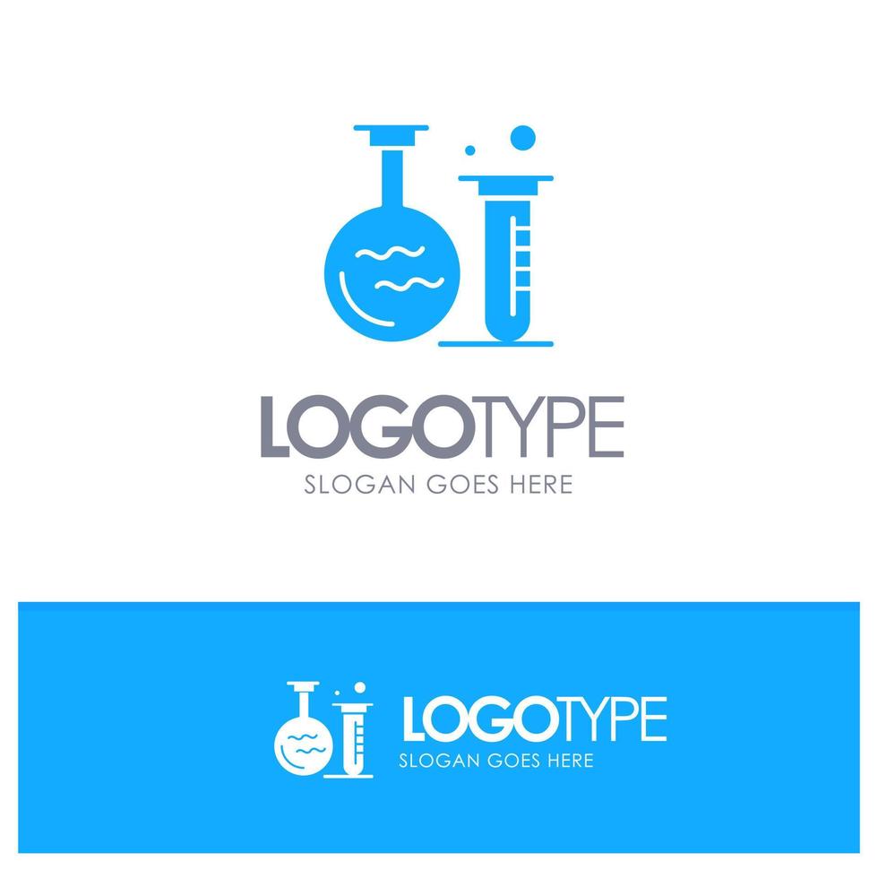 matraz de tubo educación de laboratorio logotipo sólido azul con lugar para el eslogan vector