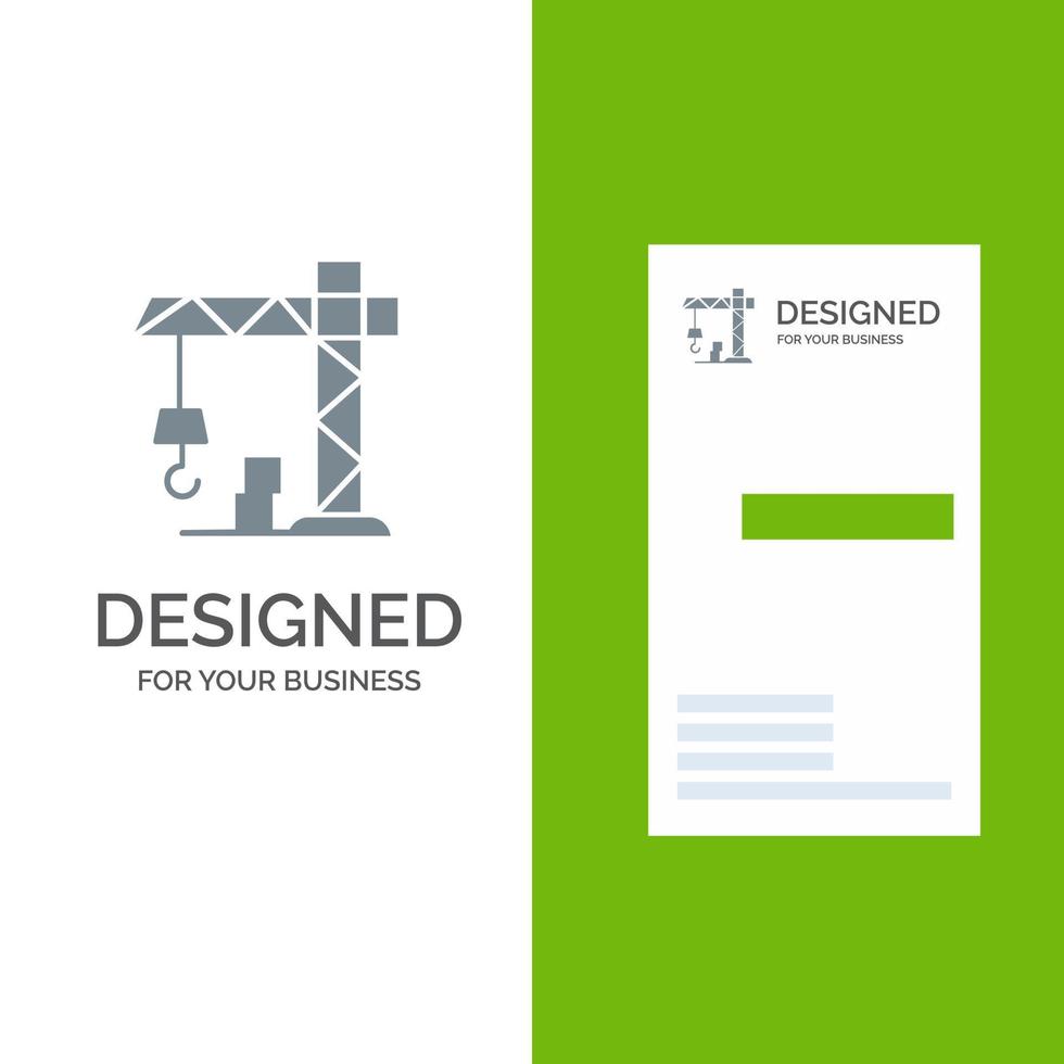 Architecture Construction Crane Grey Logo Design and Business Card Template vector