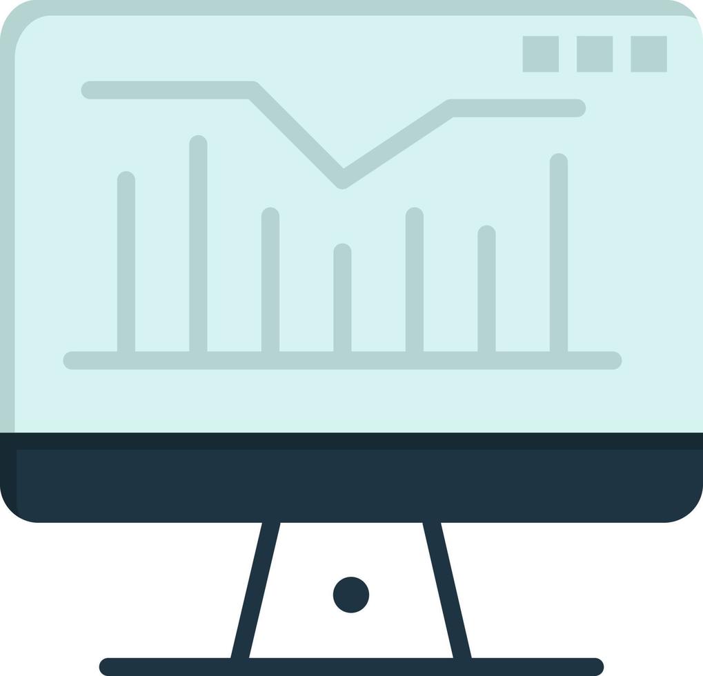 Computer Static Graph Monitor  Flat Color Icon Vector icon banner Template