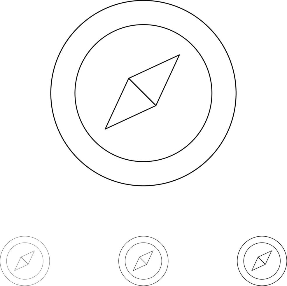 Compass Location Map Bold and thin black line icon set 19166199 Vector