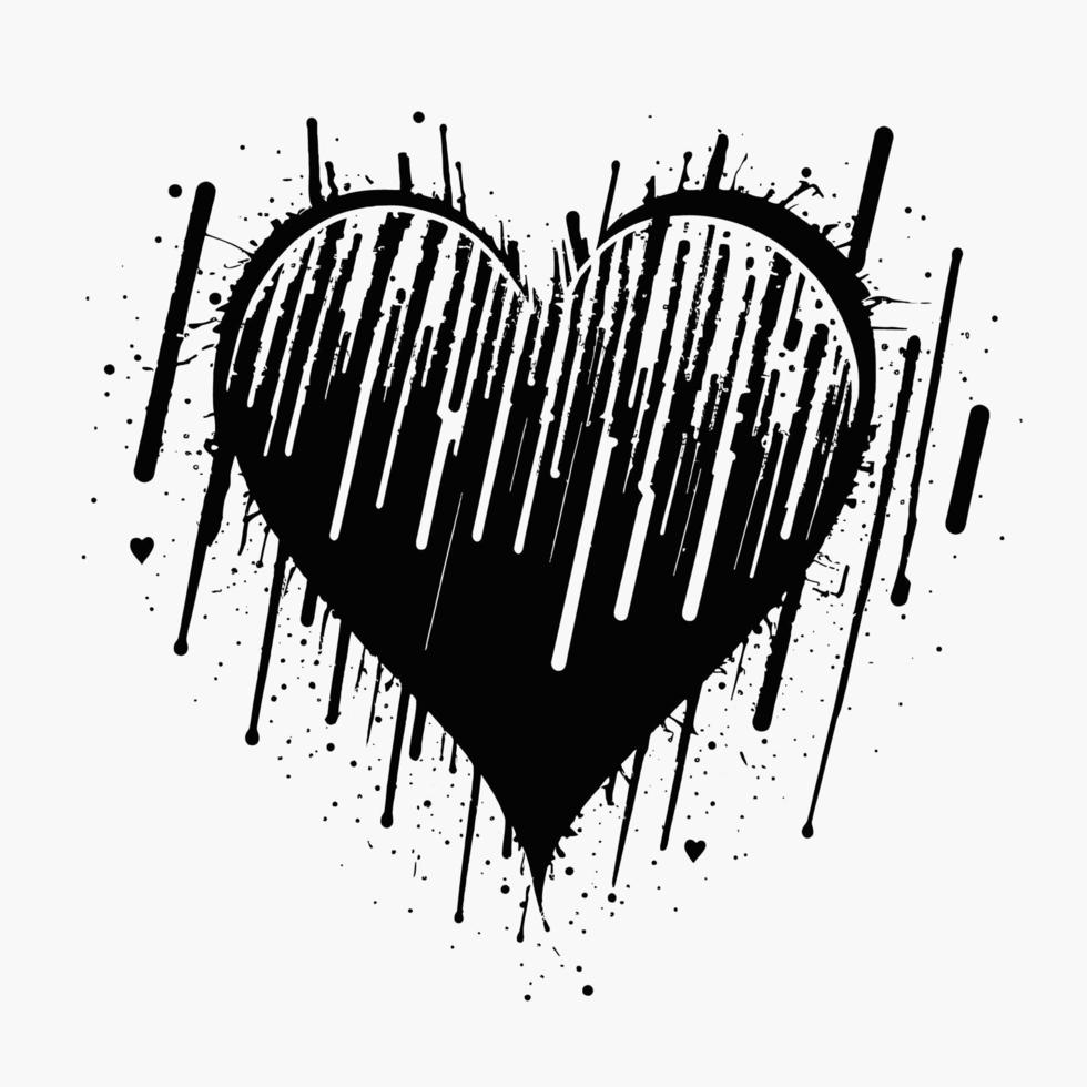 corazón, mano, dibujado, corazón, icono, señal, -, cepillo, dibujo, caligrafía, corazón, negro, corazón, símbolo, -, corazón, caricatura, vector, ilustración vector
