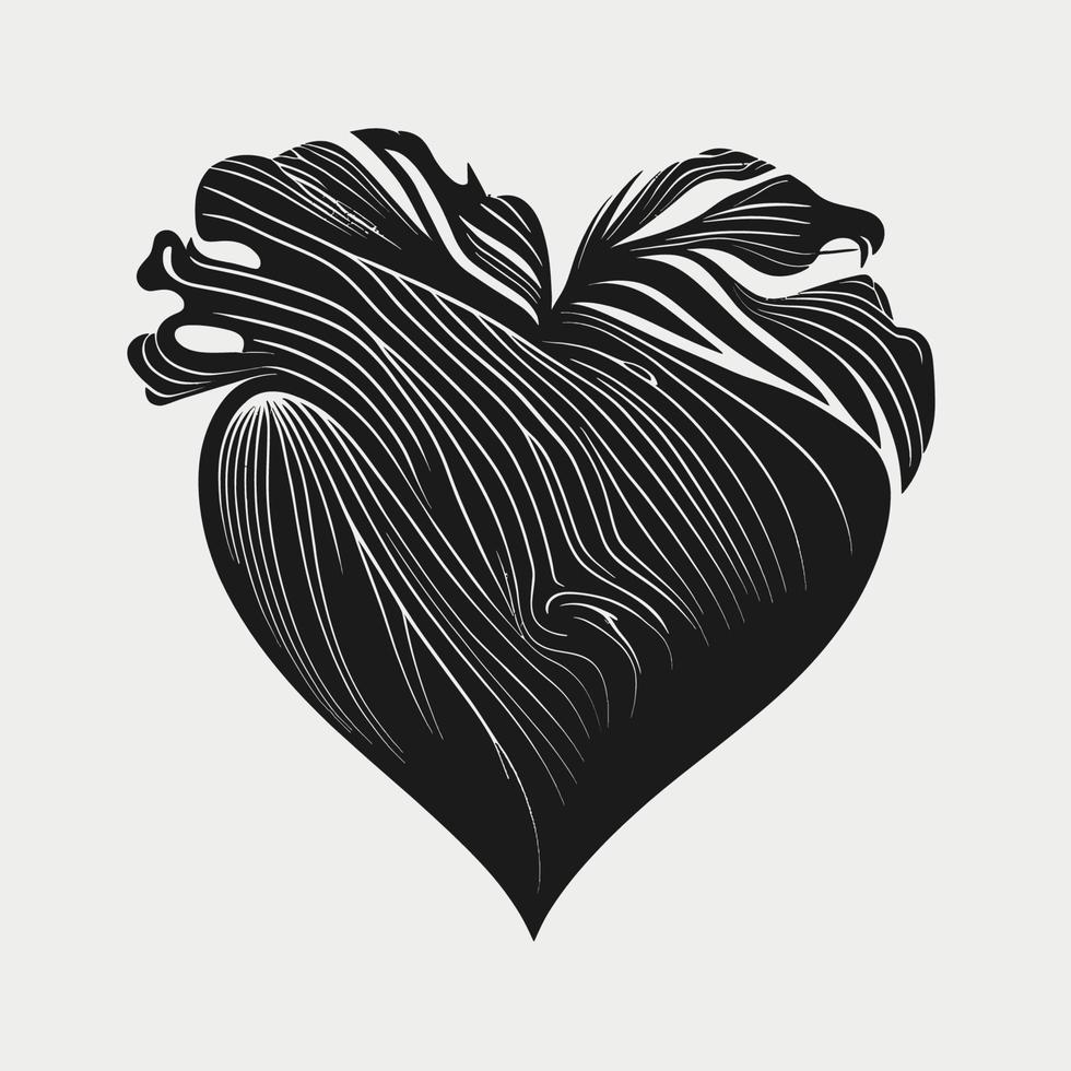 corazón, mano, dibujado, corazón, icono, señal, -, cepillo, dibujo, caligrafía, corazón, negro, corazón, símbolo, -, corazón, caricatura, vector, ilustración vector