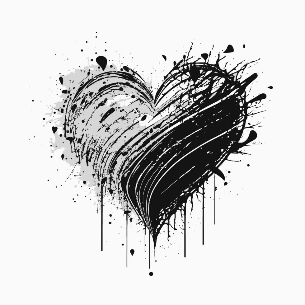 Heart Hand drawn heart icon sign - Brush drawing calligraphy heart black heart symbol - Heart cartoon vector illustration