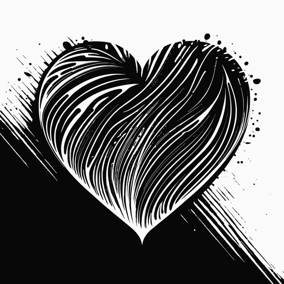 corazón, mano, dibujado, corazón, icono, señal, -, cepillo, dibujo, caligrafía, corazón, negro, corazón, símbolo, -, corazón, caricatura, vector, ilustración vector