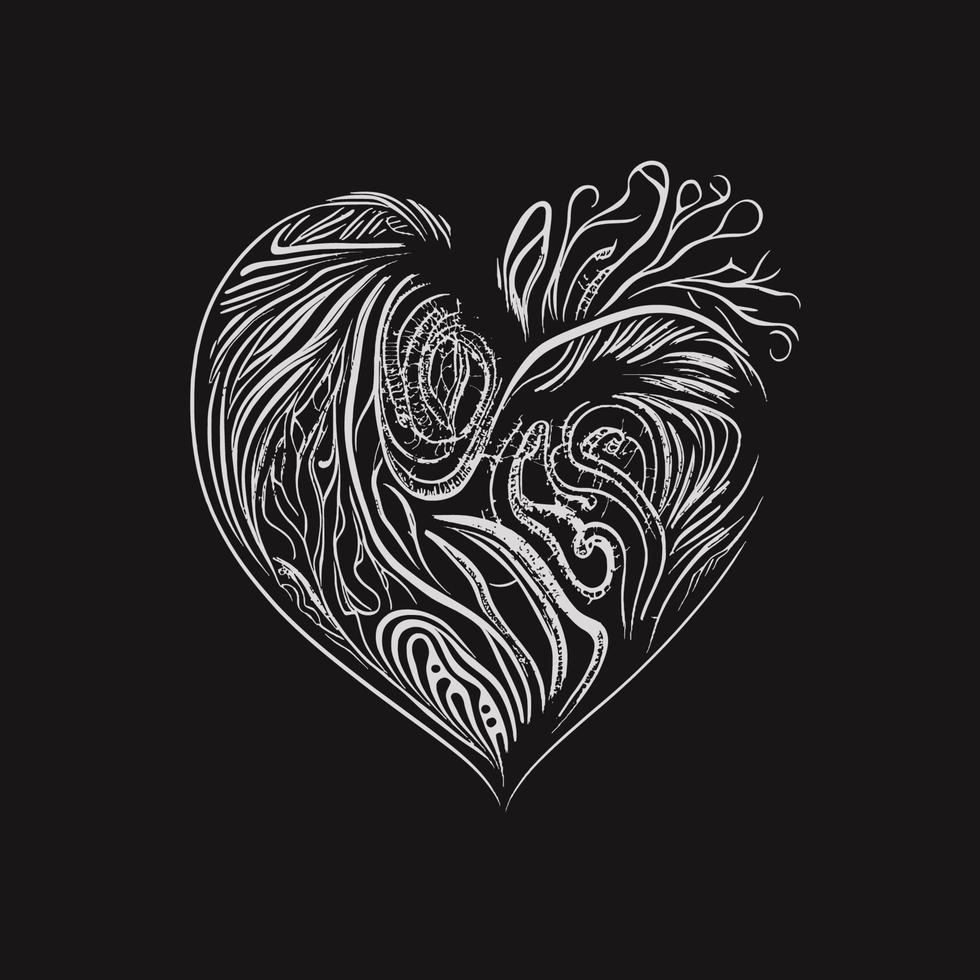 Heart Hand drawn heart icon sign - Brush drawing calligraphy heart black heart symbol - Heart cartoon vector illustration