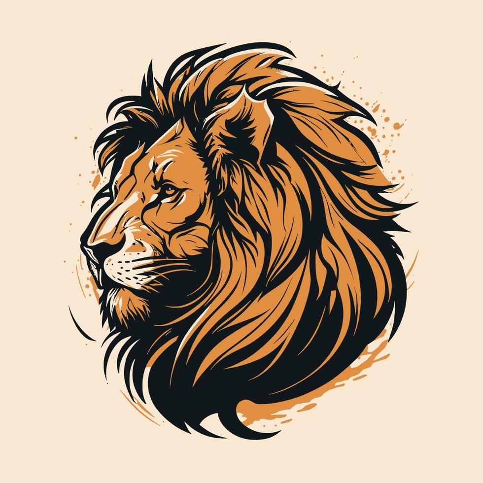 símbolo del logotipo del león de la cabeza del león - elemento elegante del logotipo del juego para la marca - símbolos abstractos vector