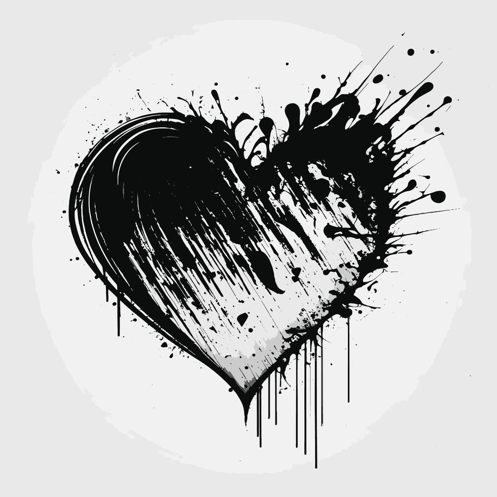 corazón, mano, dibujado, corazón, icono, señal, -, cepillo, dibujo, caligrafía, corazón, negro, corazón, símbolo, -, corazón, caricatura, vector, ilustración vector