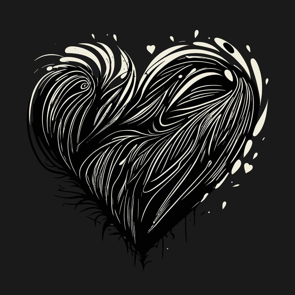 corazón, mano, dibujado, corazón, icono, señal, -, cepillo, dibujo, caligrafía, corazón, negro, corazón, símbolo, -, corazón, caricatura, vector, ilustración vector