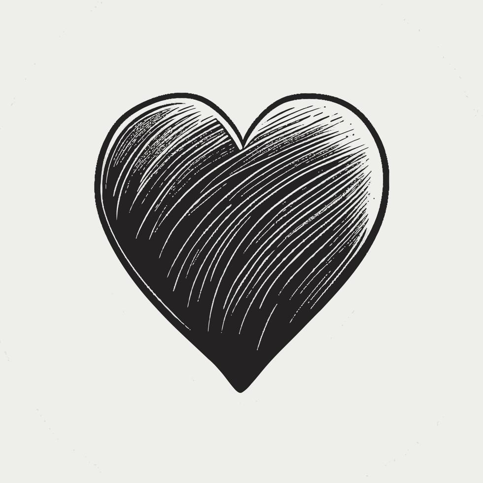 corazón, mano, dibujado, corazón, icono, señal, -, cepillo, dibujo, caligrafía, corazón, negro, corazón, símbolo, -, corazón, caricatura, vector, ilustración vector