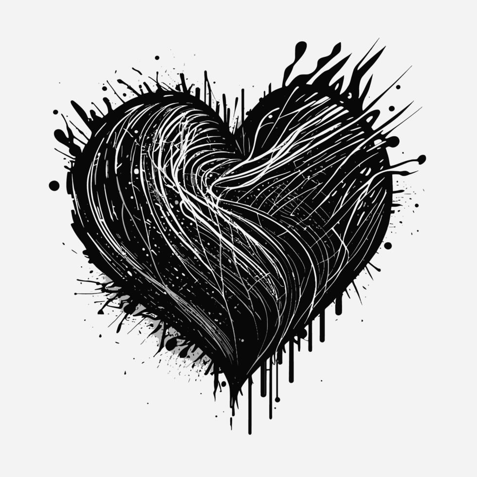 Heart Hand drawn heart icon sign - Brush drawing calligraphy heart black heart symbol - Heart cartoon vector illustration