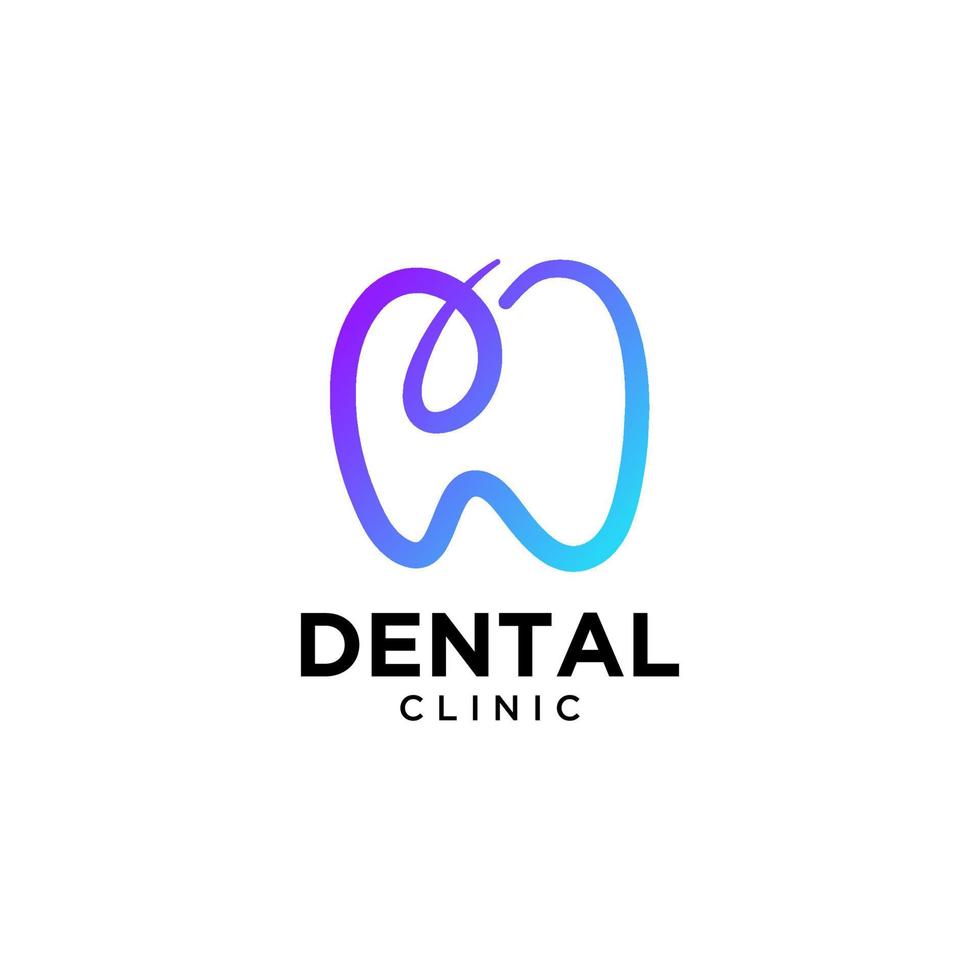 Dental Clinic Tooth logo design abstract vector Template linear style. Dentist stomatology doctor doctor Logotype concept icon.